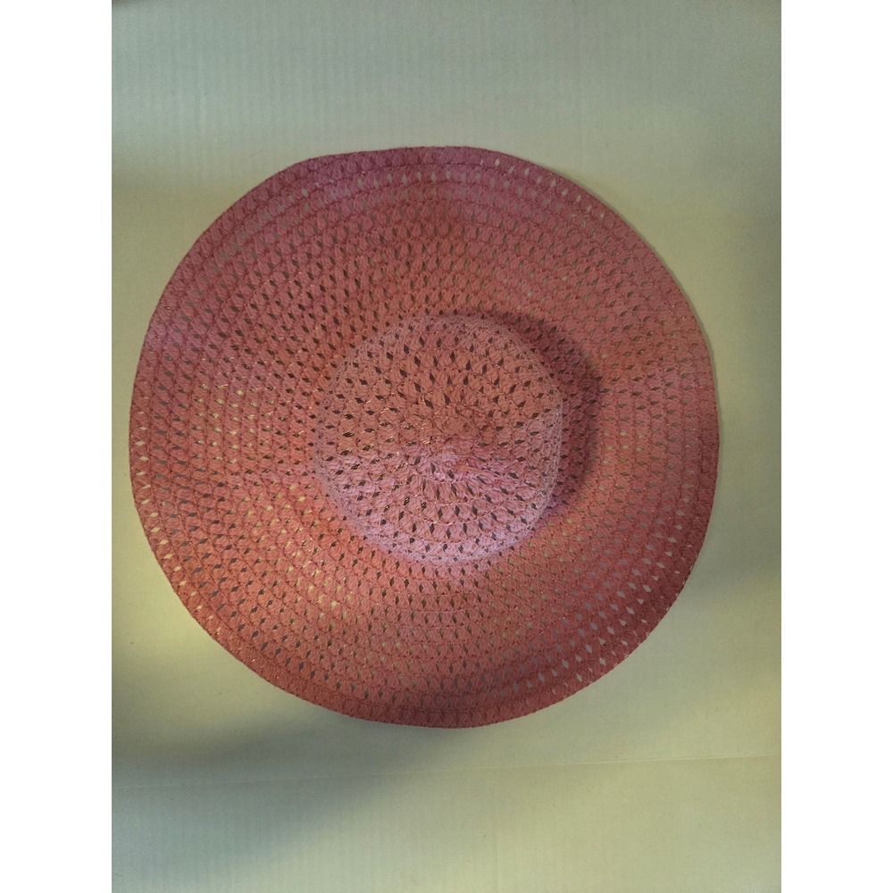Surf Style South Beach Pink Metallic Straw Floppy Sun Hat Wide BrimBeachVacation